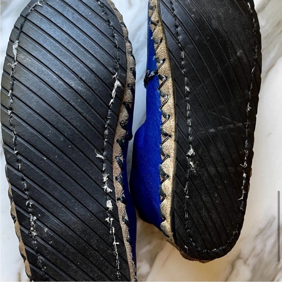 RICARDO MEDINA BEATRIZ VALENZUELA HANDMADE COBALT BLUE LEATHER ESPADRILLES SHOES - Picture 6 of 7